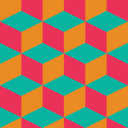 Geometric seamless pattern with colorful squares in retro design, vector illustration