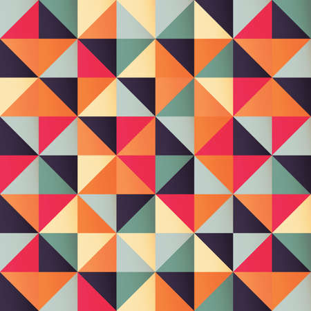 Geometric seamless pattern with colorful triangles in retro design, vector illustrationのイラスト素材