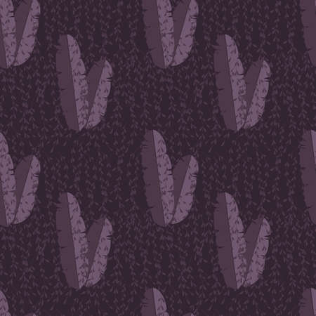 Seamless pattern with jungle palm leaves on purple background, vector illustrationのイラスト素材