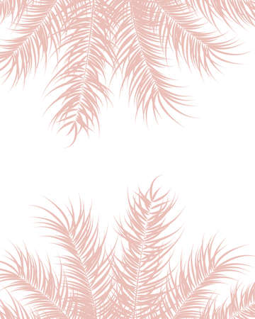 Pink palm leaves and plants illustration.のイラスト素材