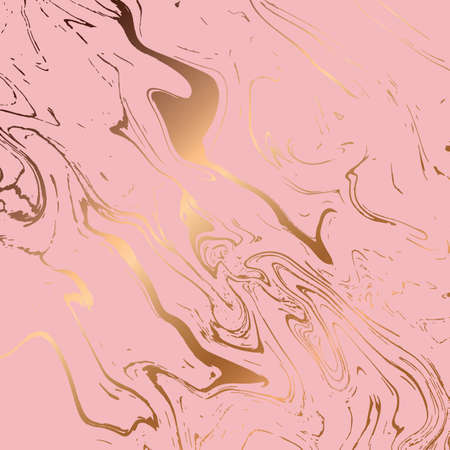 Liquid marble texture design, colorful marbling surface, pink and gold, vibrant abstract paint design, vector illustrationのイラスト素材