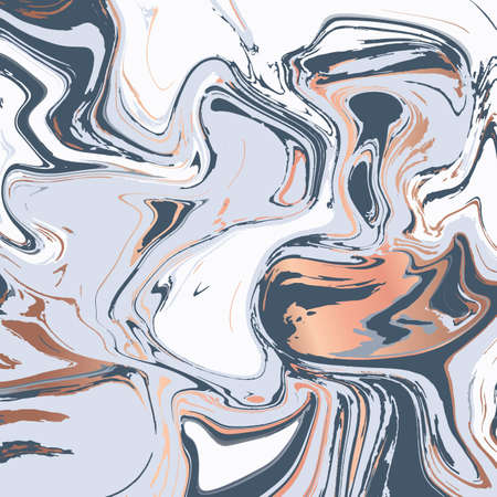 Liquid marble texture design, colorful marbling surface, copper shiny lines, vibrant abstract paint design, vector illustrationのイラスト素材