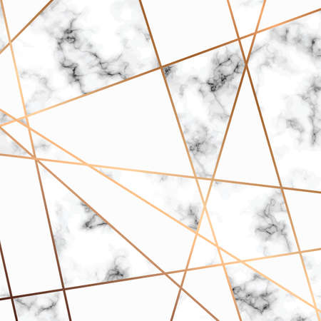 Vector marble texture design with golden geometric lines, black and white marbling surface, modern luxurious background, vector illustrationのイラスト素材