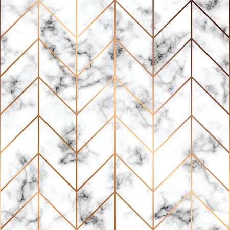 Vector marble texture, seamless pattern design with golden geometric lines, black and white marbling surface, modern luxurious background, vector illustrationのイラスト素材