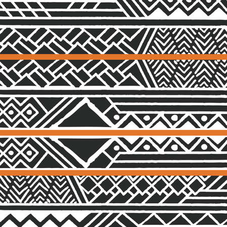 Tribal ethnic colorful bohemian pattern with geometric elements, African mud cloth, tribal design, vector illustration のイラスト素材