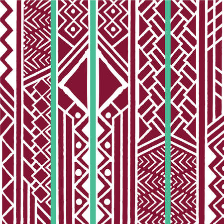 Tribal ethnic colorful bohemian pattern with geometric elements, African mud cloth, tribal design, vector illustration のイラスト素材