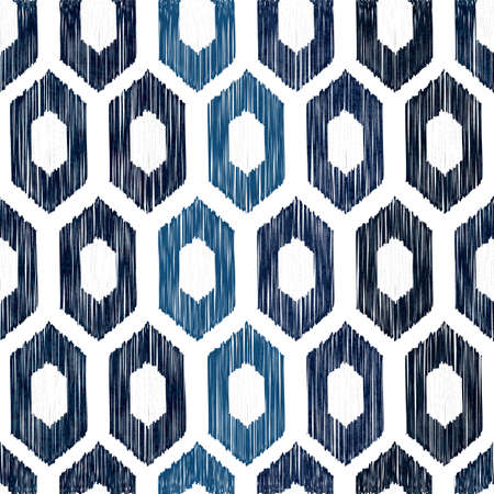 Sashiko seamless indigo dye pattern with traditional white Japanese embroidery, vector illustrationのイラスト素材
