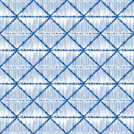 Sashiko seamless indigo dye pattern with traditional white Japanese embroidery, vector illustrationのイラスト素材