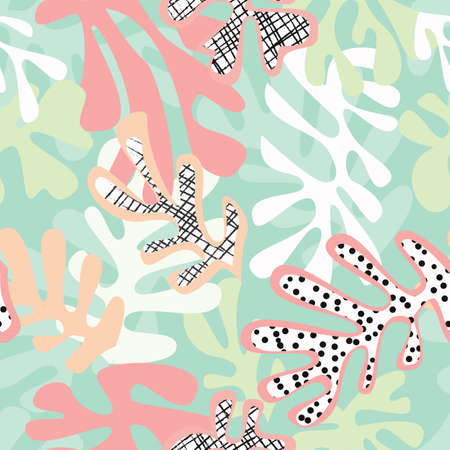 Matisse inspired shapes seamless pattern, colorful design, vector illustrationのイラスト素材