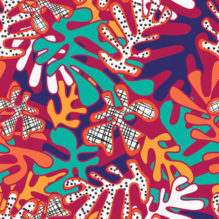 Matisse inspired shapes seamless pattern, colorful design, vector illustrationのイラスト素材