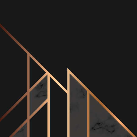 Vector marble texture design with golden geometric lines, black and white marbling surface, modern luxurious background, vector illustrationのイラスト素材