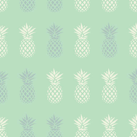 Pineapple seamless pattern on mint background, vector illustrationのイラスト素材