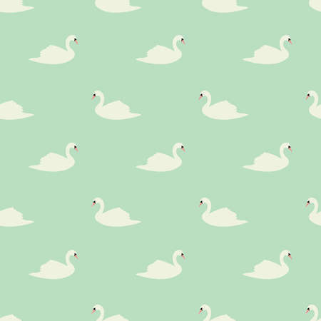 Swan seamless pattern on mint background, vector illustrationのイラスト素材