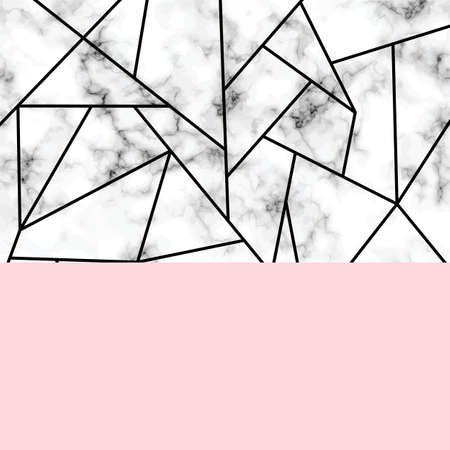 Vector marble texture design with geometric shapes, black and white marbling surface, modern luxurious background, vector illustrationのイラスト素材