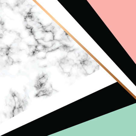 Vector marble texture design with golden geometric lines, black and white marbling surface, modern luxurious background, vector illustrationのイラスト素材