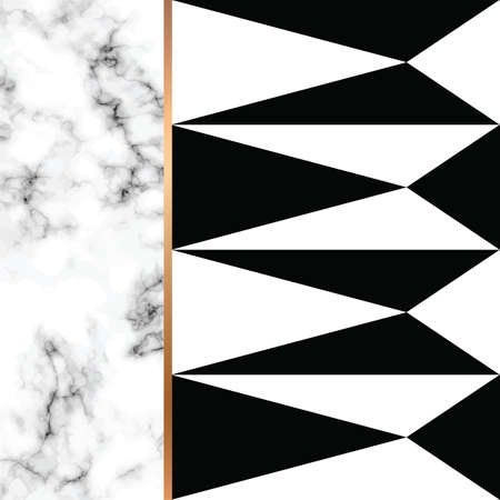 Vector marble texture design with golden geometric lines, black and white marbling surface, modern luxurious background, vector illustrationのイラスト素材