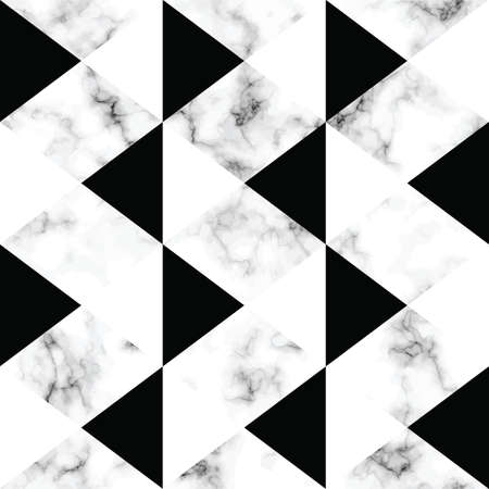 Vector marble texture design with geometric shapes, black and white marbling surface, modern luxurious background, vector illustrationのイラスト素材