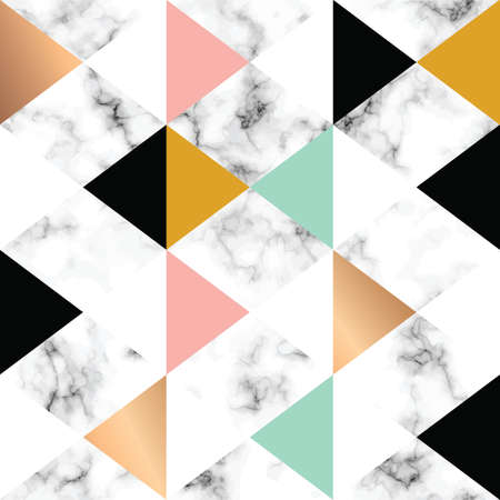Vector marble texture design with golden geometric shapes, black and white marbling surface, modern luxurious background, vector illustrationのイラスト素材