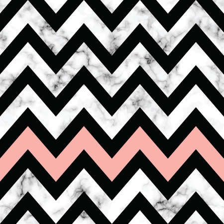 Vector marble texture design with geometric chevron shapes, black and white marbling surface, modern luxurious background, vector illustrationのイラスト素材