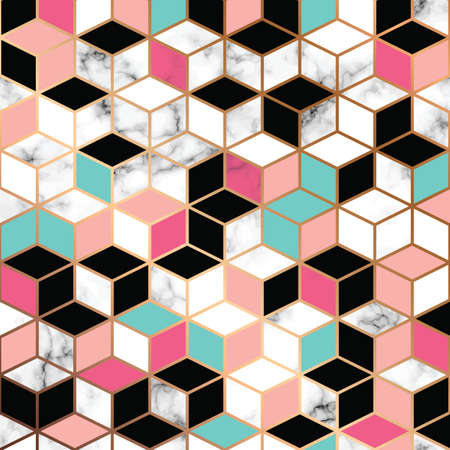 Vector marble texture design with golden geometric lines, black and white marbling surface, modern luxurious background, vector illustrationのイラスト素材