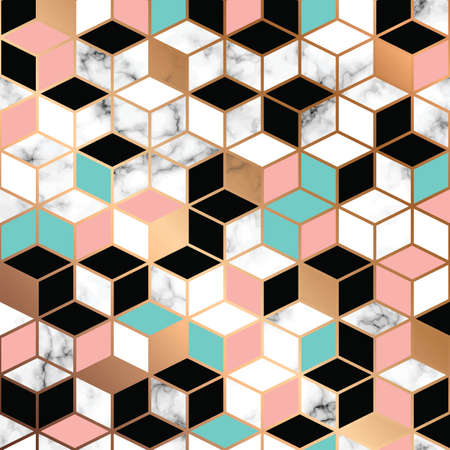 Vector marble texture design with golden geometric lines, black and white marbling surface, modern luxurious background, vector illustrationのイラスト素材