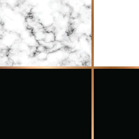 Vector marble texture design with golden geometric lines, black and white marbling surface, modern luxurious background, vector illustrationのイラスト素材