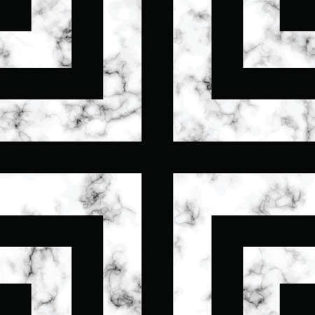 Vector marble texture design with geometric shapes, black and white marbling surface, modern luxurious background, vector illustrationのイラスト素材