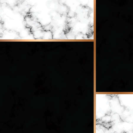 Vector marble texture design with golden geometric lines, black and white marbling surface, modern luxurious background, vector illustrationのイラスト素材