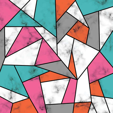 Vector marble texture design with geometric lines, black and white marbling surface, modern luxurious background, vector illustrationのイラスト素材