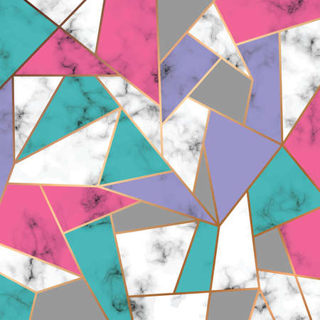 Vector marble texture design with golden geometric lines, black and white marbling surface, modern luxurious background, vector illustrationのイラスト素材