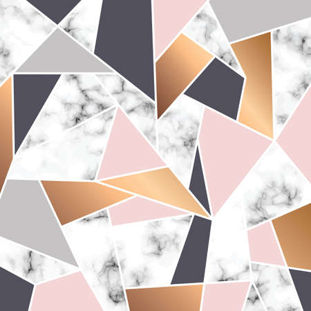 Vector marble texture design with white geometric lines, black and white marbling surface, modern luxurious background, vector illustrationのイラスト素材