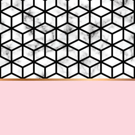 Vector marble texture design with golden geometric lines, black and white marbling surface, modern luxurious background, vector illustrationのイラスト素材