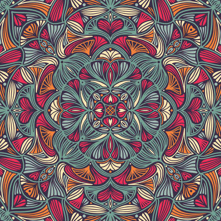 Colorful ornamental floral ethnic mandala, vector illustrationのイラスト素材