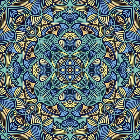 Colorful ornamental floral ethnic mandala, vector illustrationのイラスト素材