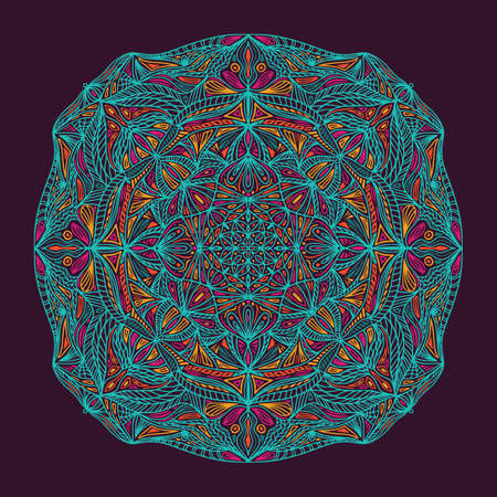 Colorful ornamental floral ethnic mandala, vector illustrationのイラスト素材