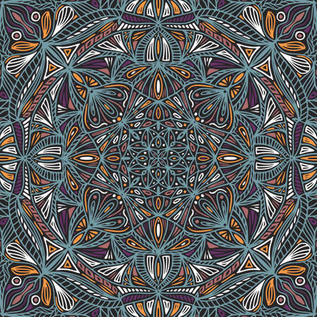 Colorful ornamental floral ethnic mandala, vector illustrationのイラスト素材