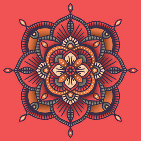 Colorful ornamental floral ethnic mandala, vector illustrationのイラスト素材
