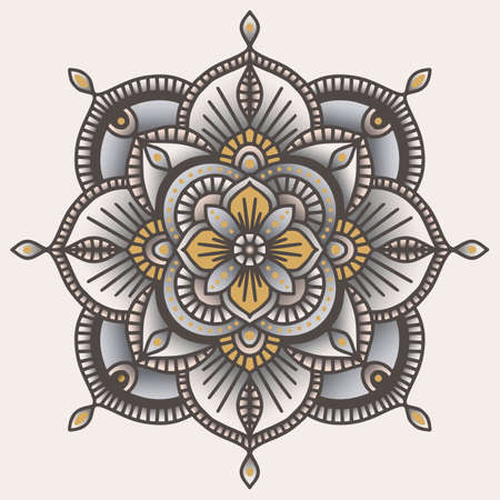 Colorful ornamental floral ethnic mandala, vector illustrationのイラスト素材