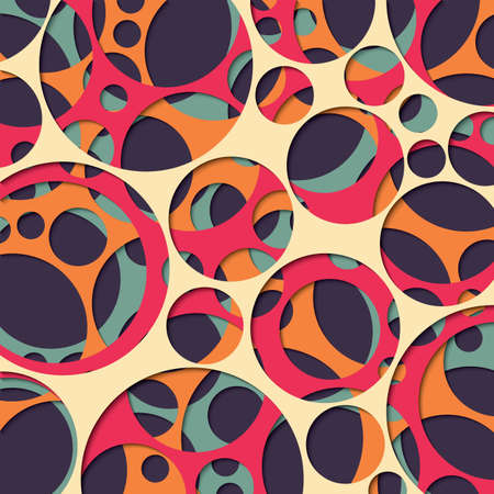 Paper cut out background with 3d effect, circles in vibrant colors, vector illustrationのイラスト素材