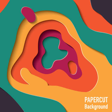 Paper cut out background with 3d effect, carving art, vector illustrationのイラスト素材
