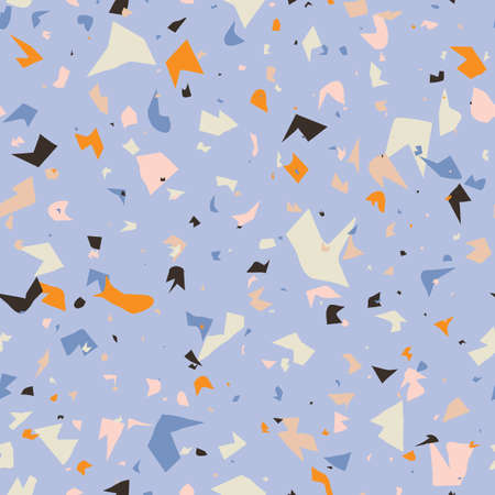 Terrazzo seamless pattern design with hand drawn rocks. Abstract modern background, flat vector illustrationのイラスト素材