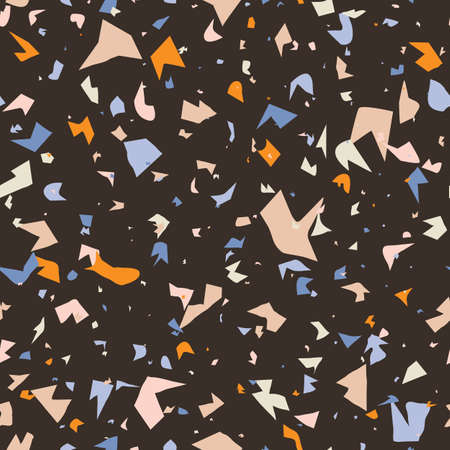 Terrazzo seamless pattern design with hand drawn rocks. Abstract modern background, flat vector illustrationのイラスト素材