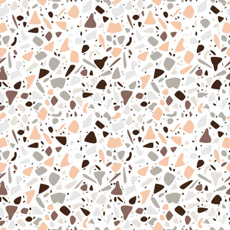 Terrazzo seamless pattern design with hand drawn rocks. Abstract modern background, flat vector illustrationのイラスト素材