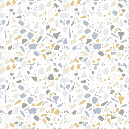 Terrazzo seamless pattern design with hand drawn rocks. Abstract modern background, flat vector illustrationのイラスト素材