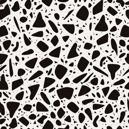 Terrazzo seamless pattern design with hand drawn rocks. Abstract modern background, flat vector illustrationのイラスト素材