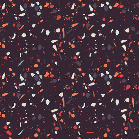 Terrazzo seamless pattern design with hand drawn rocks. Abstract modern background, flat vector illustrationのイラスト素材