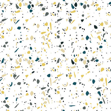 Terrazzo seamless pattern design with hand drawn rocks. Abstract modern background, flat vector illustrationのイラスト素材