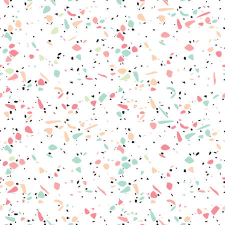 Terrazzo seamless pattern design with hand drawn rocks. Abstract modern background, flat vector illustrationのイラスト素材