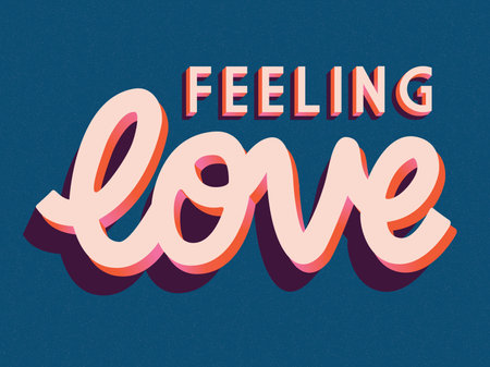 Greeting card with Happy Valentine's Day hand lettering design. Colorful hand drawn illustration with typography.の写真素材