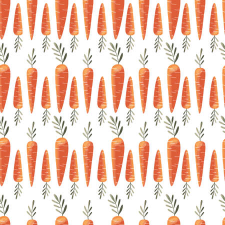Seamless pattern with colorful carrots. Hand drawn vector illustration design. Natural organic food....